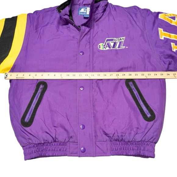 Vtg Starter Utah Jazz Puffer Jacket Mens Medium NBA Basketball 90's - Picture 8 of 12